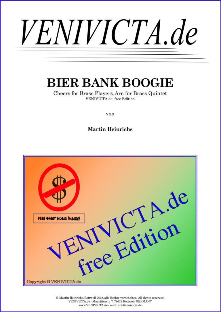 BIER BANK BOOGIE, Arr f&uuml;r Blechbl&auml;serquintett