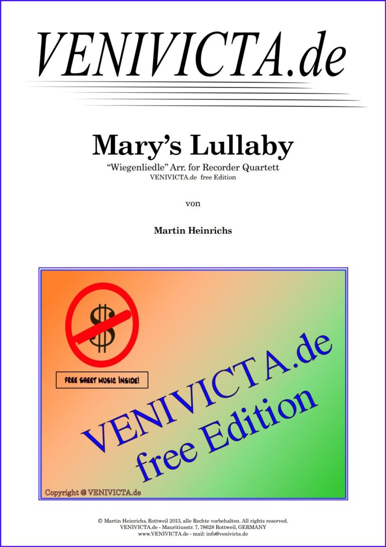 Marie&rsquo;s Lullaby &ndash; Blockfl&ouml;tenquartett